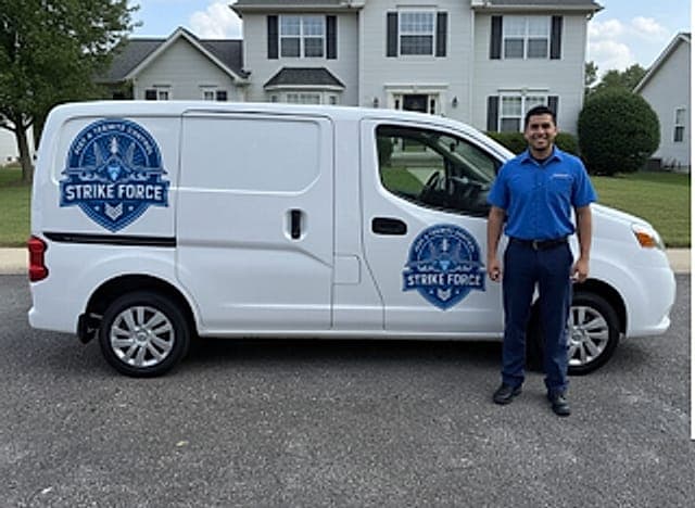 Strike Force technician and service van at an Arizona home